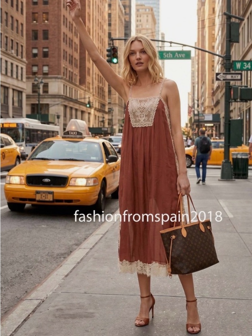 NWT Zara Lace Strap Midi Maxi Dress with Cream Lace Brick Small 5107/088 - Picture 2 of 9